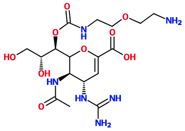 (image for) MC085451 5-Acetylamino-6-{1-[2-(2-amino-ethoxy)-ethylcarbamoyloxy]-2,3-dihydroxy-propyl}-4-guanidino-5,6-dihydro-4H-pyran-2-carboxylic acid